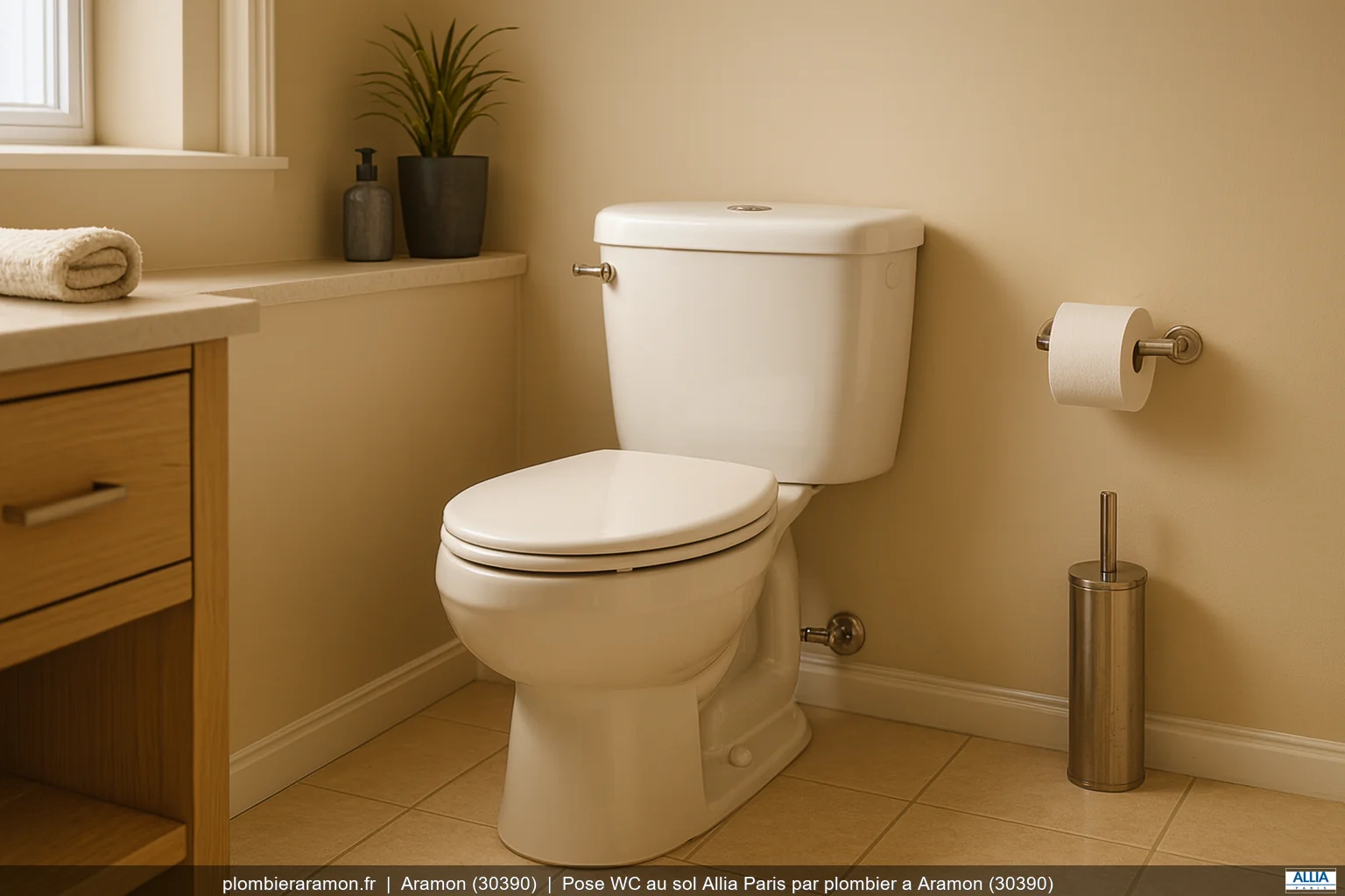 Pose WC au sol Allia Paris par plombier a Aramon (30390)